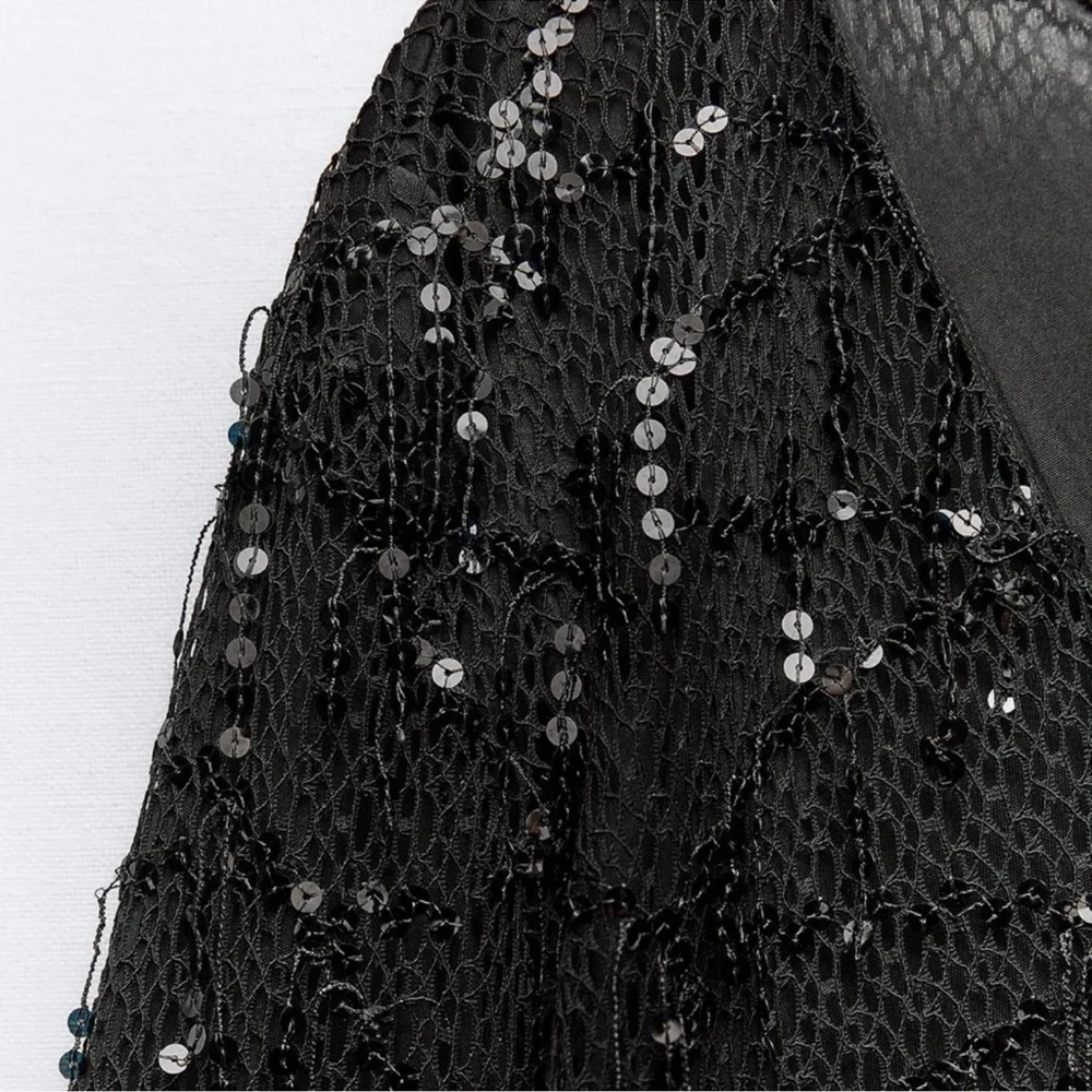 ZARA FRINGED SEQUIN MINI DRESS SIZE SMALL NWT - Picture 7 of 9